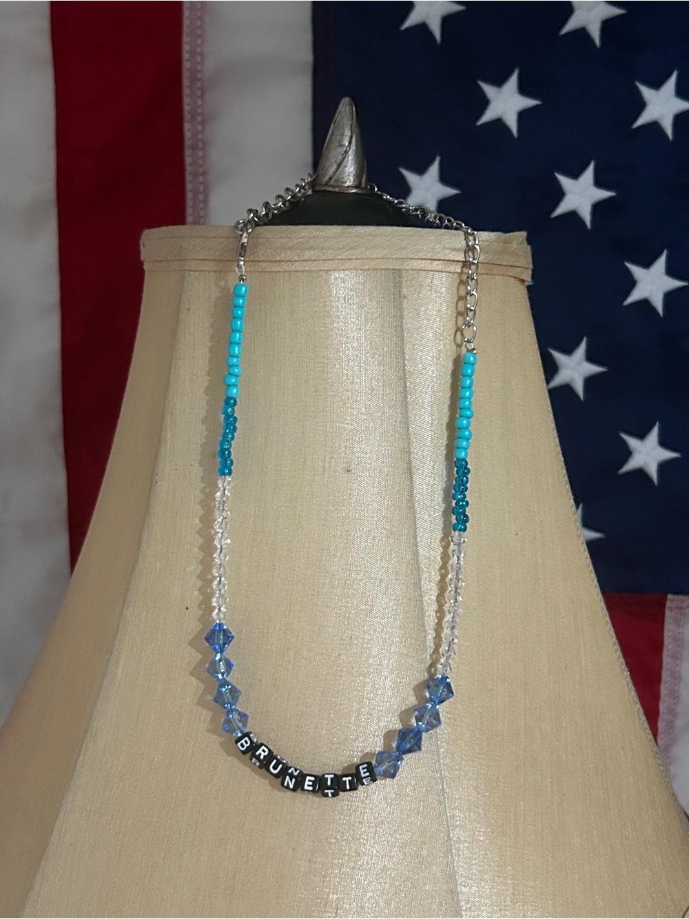Beaded crystals brunette necklace choker style handmade brand new